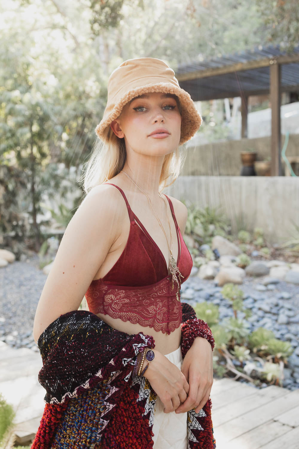 Copy of Velvet Lace Bralette Small / Maroon