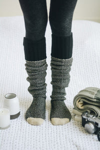 Cozy Ribbed Knit Lounge Socks Hats & Hair Black