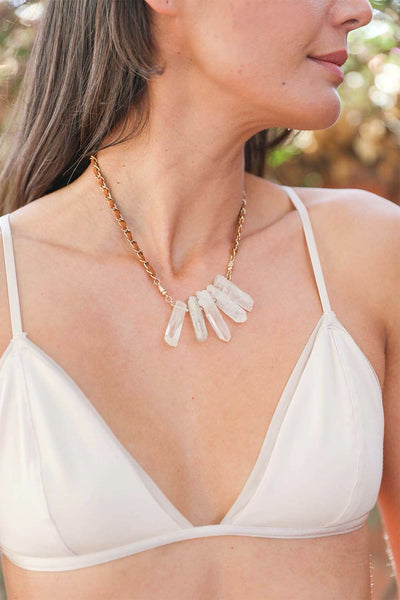 Crystal Drop Suede Necklace Jewelry