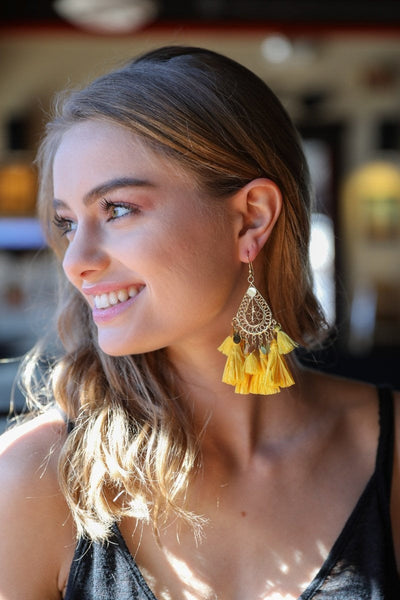Filigree Raffia Tassel Earrings Jewelry