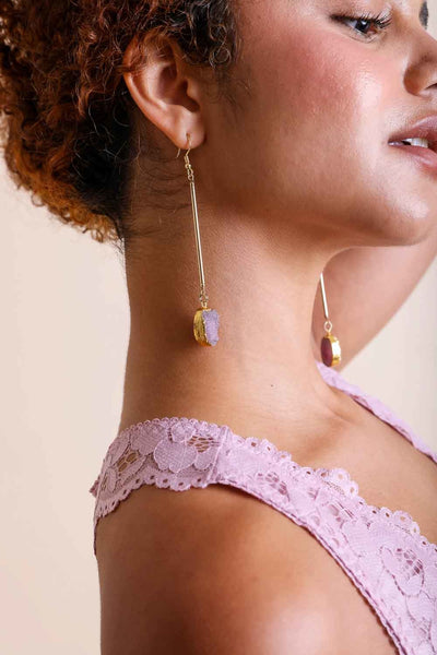 Gemstone Drop Earrings Jewelry Amethyst