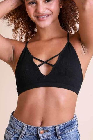 Kali Cross Plunge Bralette XS/S / Black