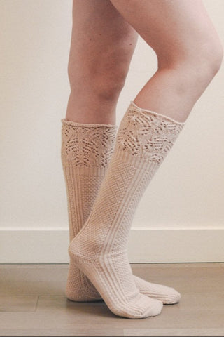 Knee High Pointelle Ribbed Socks Hats & Hair Pink