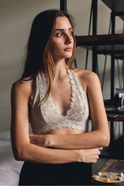 Lace Halter Bralette Small / Nude