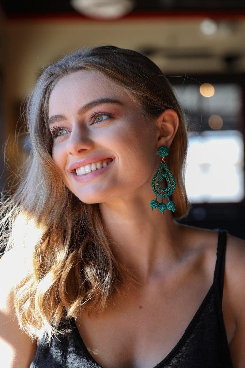 Micro Bead Dangle Earrings Jewelry Jade