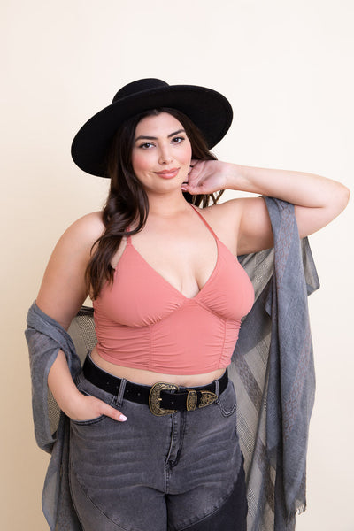 Ruched Bralette Plus Size Roseclay